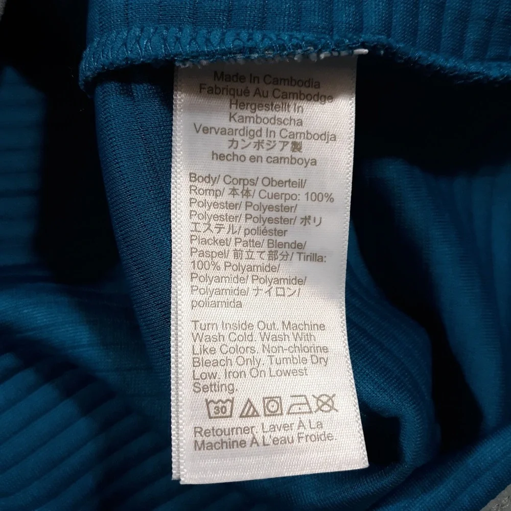 J.CREW Sweater Mens Medium Snaps Mock Neck Teal Blue Pullover Ribbed